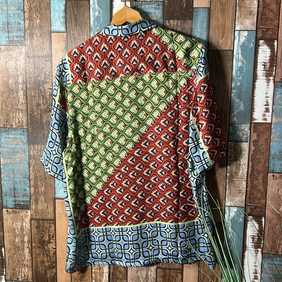 Juny small patterned button down short sleeve shirt - Picture 11 of 12